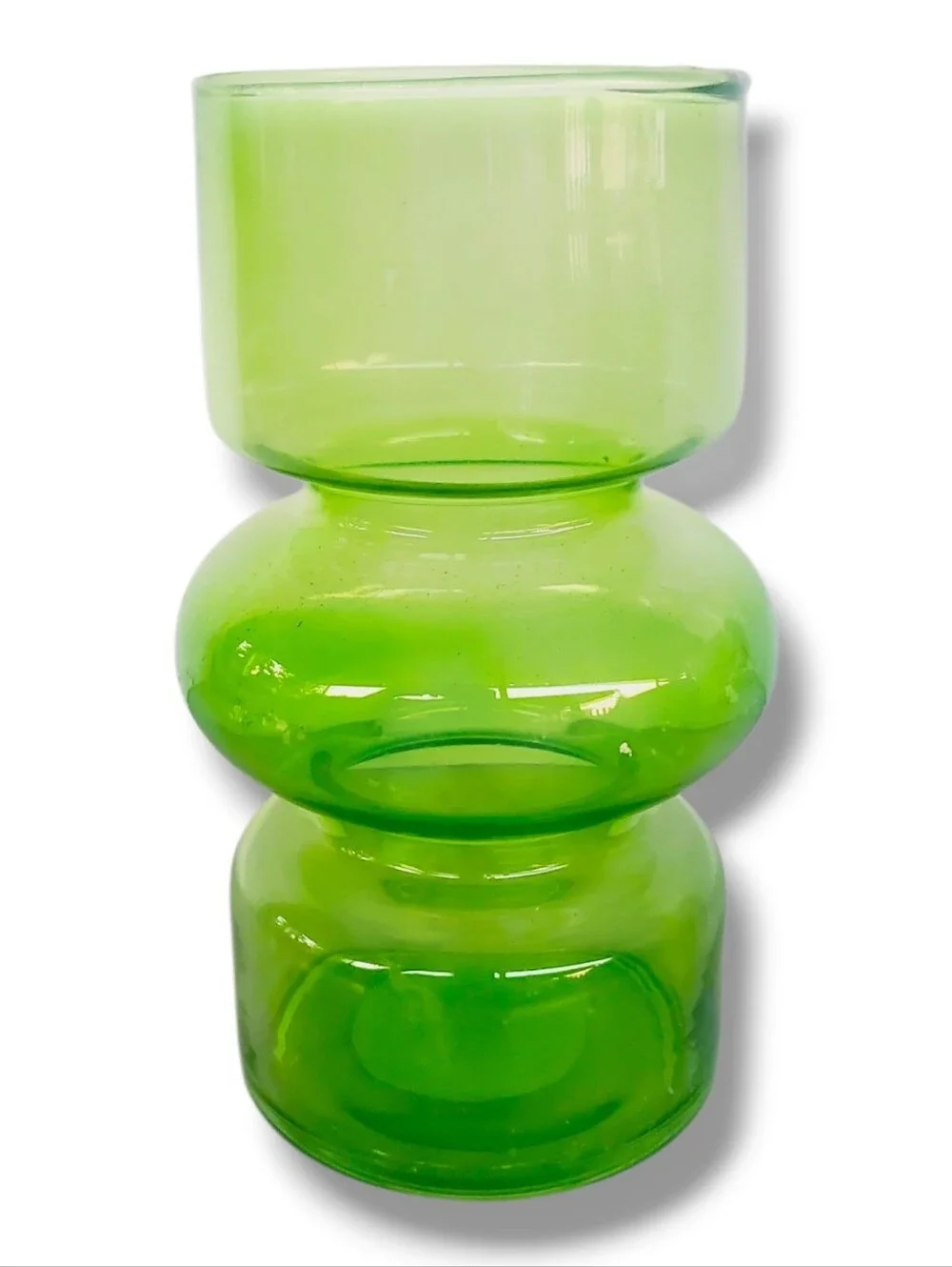 Vintage Lime Green Glass Bud Vase Retro Mid Century Modern Decorative Vase